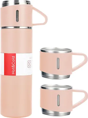 Obrázok produktu pre 500L Izolovaná fľaša s 2 extra šálkami Cestovný hrnček na kávu z nehrdzavejúcej ocele Nepriepustný pohár na kávu Tumbler Sport Flask na horúci a studený nápoj