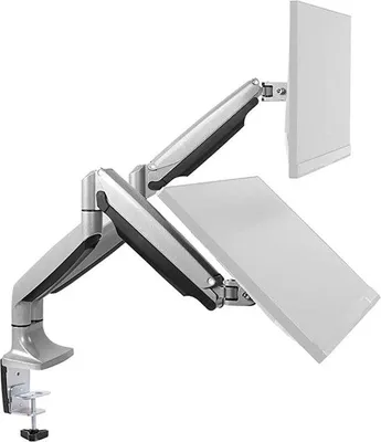 Produktbild von Doppelmonitor-Halterung mit Arm, drehbar, neigbar, Gasdruckfeder, VESA 75x75 100x100, bis 900 mm Monitorbreite