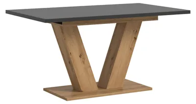 Produktbild von Motion Esstisch V-Fuß 90x150/190cm inkl. 1 Einlegeplatte grau, Eiche Nachbildung.
