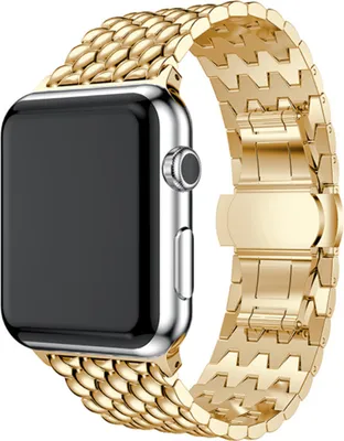 Produktbild von Strap-it Apple Watch 8 Drachenarmband Stahl (Gold)