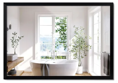 Produktbild von Großer Badezimmer-Wandspiegel Im Glamour-Stil Mit Rahmen – 100 x 70 cm