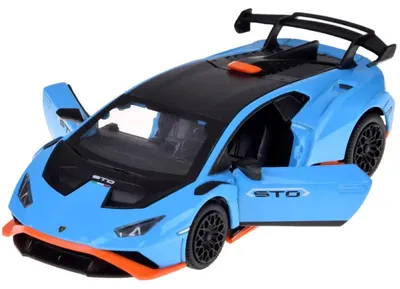 Produktbild von Metallauto Lamborghini Huracan STO, Maßstab 1:32, mit Licht und Soundeffekten, Marke Jokomisiada