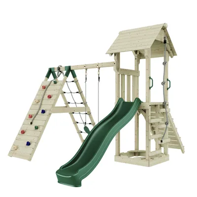 Produktbild von OutdoorToys Spielturm Trondheim in Dunkelgrün Babyschaukel Kinderschaukel