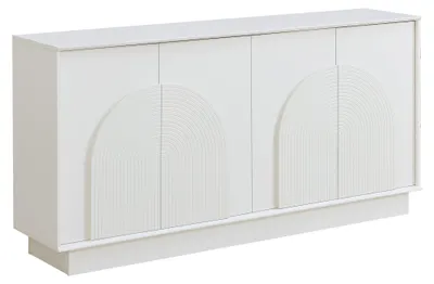 Image de Buffet blanc moderne design arqué 4 portes 160x38x80cm