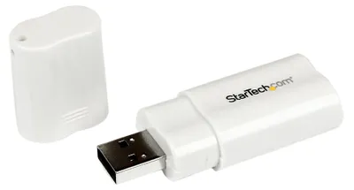 Produktbild von StarTech.com USB Audio Adapter - Externe USB Soundkarte - Weiß, Phono 3.5 mm Female, USB A Male, Männlich/weiblich, Weiß, Windows 98SE/2000/XP/Vista Mac OS 9 +, 4 mm