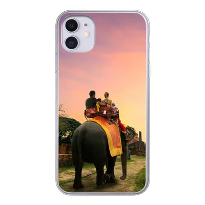 Produktbild von MuchoWow® Handyhülle Schutzhülle Hülle für iPhone 11 Elefant - Tiere - Dorf - Natur Silikon Softcase Handy Hülle - Handytasche