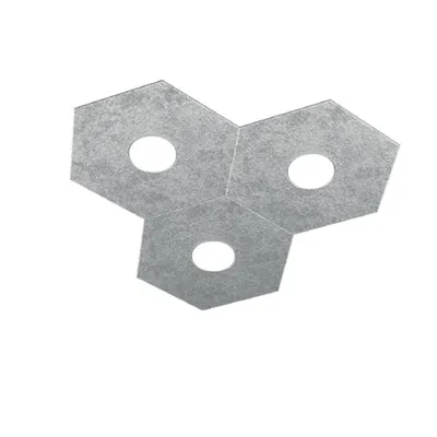 Immagine prodotto di Plafoniera Moderna Hexagon Metallo Foglia Argento 3 Luci Led 12X3W