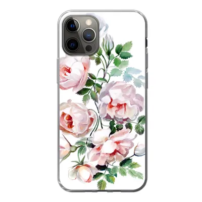 Produktbild von MuchoWow® Handyhülle Schutzhülle Hülle für iPhone 12 Pro Aquarell - Rosen - Blumen Silikon Softcase Handy Hülle - Abdeckung