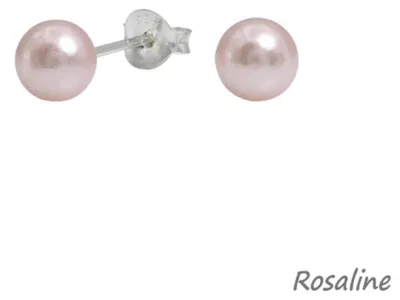 Produktbild von Perlenohrringe: runde Ohrstecker Silber 925 „Kugel“ Rosaline