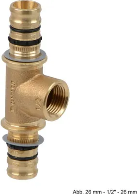 Produktbild von Geberit Mepla T-Stück 90 Grd. m. IG 26 mm - 1/2" - 26 mm