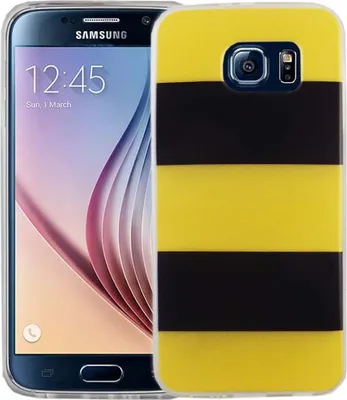 Produktbild von Handy Hülle für Samsung Galaxy S6 Cover Case Schutz Tasche Motiv Slim Silikon TPU Gelb / Schwarz