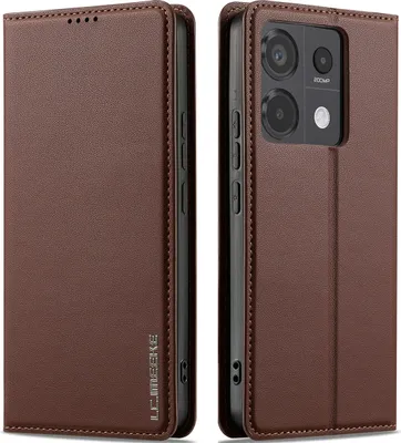 Produktbild von Handyhülle für Xiaomi Redmi Note 13 Pro 5G, Magnetische Flip Leder Hülle mit Kartenfach und Standfunktion Braun