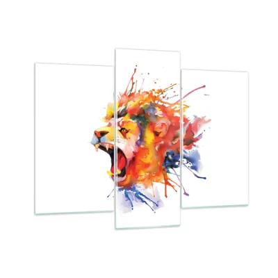 Produktbild von Bilder auf glas - Löwe modern Malerei Tier - 130x100cm - Glasbilder - Wandbilder - Kunstdruck - zum Aufhängen bereit - Wanddekoration aus Glas - Glas Bilder - Wandbild auf Glas - GCB130x100-2885