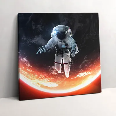 Produktbild von Astronaut in space – Leinwandbild Wandbild – 60x60 cm – Leinwandbilder – Wandbilder – Schlafzimmer – Flur