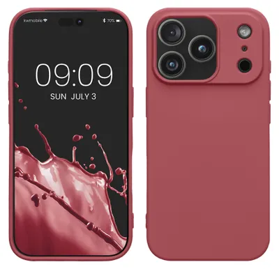 Produktbild von kwmobile Hülle kompatibel mit Apple iPhone 17 Pro Max Hülle - gummierte TPU Silikon Handyhülle - Schutzhülle für kabelloses Laden - Case in Dark Rose