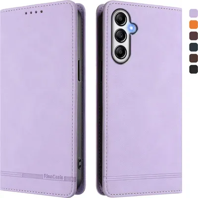 Produktbild von Hülle für Samsung Galaxy A25 5G, Retro Kunstleder Ständer Klapphülle mit Kartenfächer und Magnetische Violett