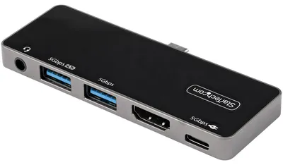 Image de StarTech.com Adaptateur Multiport USB-C - USB-C vers 4K 60Hz HDMI 2.0 - Power Delivery Passthrough 100W - Hub USB 3.0 3 Ports - Audio - Mini Dock USB-C - Travel Dock USB Type-C