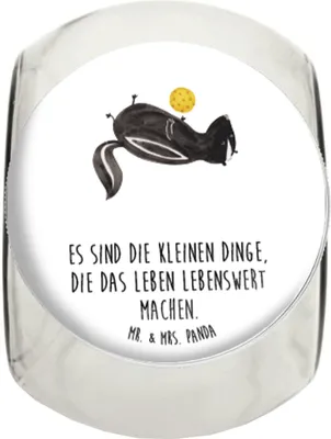Produktbild von Mr. & Mrs. Panda Teedose Stinktier Ball XL 2000ml - Weiß - Geschenk, Vorratsglas, Vorratsdose, Wildtier, Bonboniere, Raubtier, Skunk, Weisheit, Süßigkeiten Glas