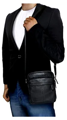 Produktbild von Echtleder Umhängetasche Herren Leder klein 'Phoenix' Moderne Vintage Schultertasche für Männer Ledertasche im kompakten Design Messenger Bag Seitentasche Crossbody