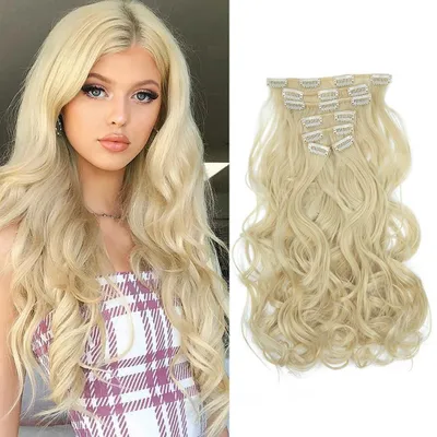 Produktbild von XFSRG 7 Stück Clip in Haarverlängerungen Lange Lockige Haarteile 50 CM Extensions mit Clips Wellige Haarverlängerungen Synthetik Clip in Haarverlängerung (#4)
