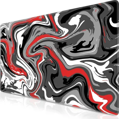 Image de Tapis de souris gaming XXL 900x400mm Fluid Art grand étanche antidérapant noir-rouge
