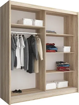 Produktbild von Wardrobe 180 cm Wall Closet Cabinet Sliding Doors Storage Modern Style MAJA VII