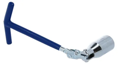 Productafbeelding van T-greep bougiesleutel 21 mm (13/16") met scharnier en rubberen handgreep, 250 mm lang