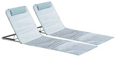 Produktbild von Set aus 2 himmelblauen Textilene-Strandsofas - Oviala Clic Clac des Plages