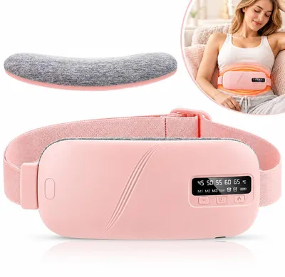 Produktbild von Menstrual Heating Pad, Wärmegürtel USB Wiederaufladbar, Heizgürtel Mit Massagefunktion, Wärmeunterlage Für Bauch Rücken Und Taille
