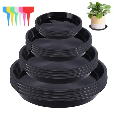 Image de Soucoupe pour plante - Ronde - Plastique - 16 pièces - Noir