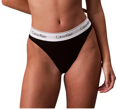 Obrázok produktu pre Dámske plavky Calvin Klein, strih slip, vysoký výstrih nohavičiek, s logom, čierna farba, veľkosť S