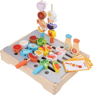 Immagine prodotto di Set da gioco barbecue in legno per bambini, simulazione multifunzionale, set da gioco barbecue, giocattoli da cucina per bambini e bambine