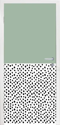 Produktbild von MuchoWow® Türtapete Selbstklebende Türfolie Polka dots - Grün - Schwarz 85x205 cm Türposter Türaufkleber Klebefolie Türklebefolie - Türverzierung - Türen Dekoration - Plakaten