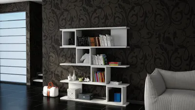 Produktbild von Skye Decor, Wind - White, Bücherregal, Weiß, 100 % MELAMINBESCHICHTETE SPANPLATTEN, 120 x 19,5 x 119,9 cm