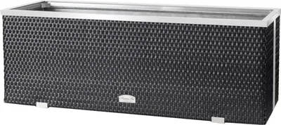 Produktbild von Rattan Pflanzenkübel rechteckig Anthrazit 70 x 38 x 40 cm