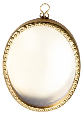 Wandreliquiar oval vergoldet Perlenrand 10 cm