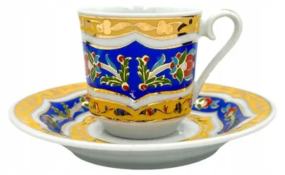 Produktbild von Kutahya Porselen Tasse mit Untertasse für türkischen Kaffee 60 ml