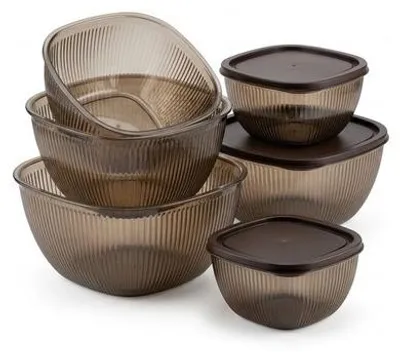 Produktbild von Salatschüssel 5er Set mit Deckel BPA-frei stapelbar Meal Prep Küche Vorrat