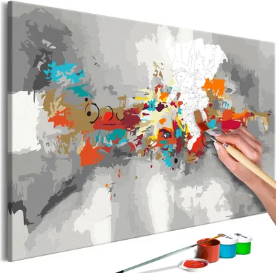 Obrázok produktu pre Netkaná textília Maľba podľa čísel - Umelecký neporiadok 60x40 cm Abstrakt n-A-1006-e-a