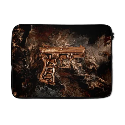 Produktbild von MuchoWow® Laptop Hülle 14 ZollPistole - Gold - Schwarz Laptoptasche - Laptoptasche - Stoßsicher - Schutzhaube
