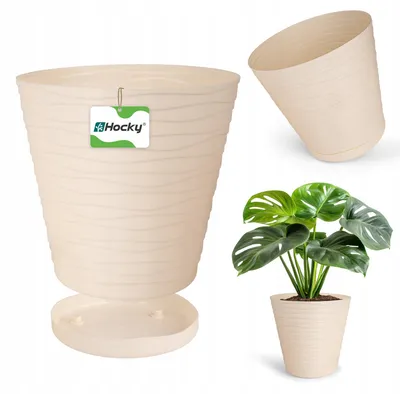 Obrázek produktu pro Kulatý plastový květináč s podmisou 30 cm krémový