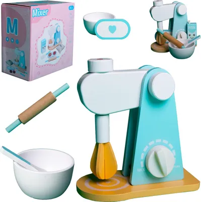 Image de Jouet Machine Alimentaire Mixeur en Bois Pour Enfants Agd Kit Accessoires Robot Cuisinier