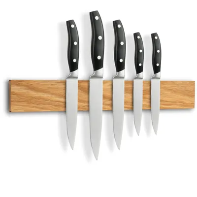 Produktbild von holz4home® Magnetleiste Messer Eichenholz 40x6 cm I Messerleiste magnetisch zum Schrauben I Messerhalter Küche Magnet