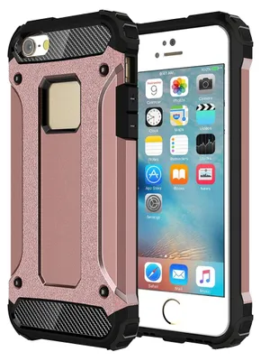 Produktbild von Mobigear Outdoor Schutzhülle für iPhone SE (2016), Hartschalen-Rückseite, stoßfest - Roségold