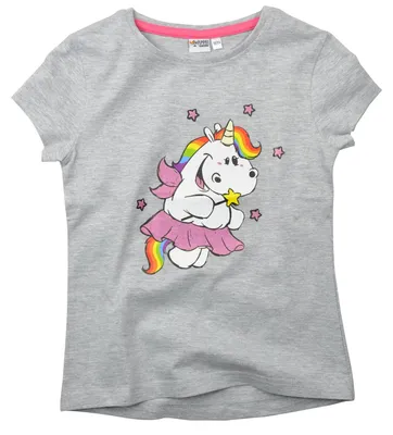 Produktbild von Pummel & Friends T-Shirt für Mädchen - Pummelfee mit Glitterprint Oberteil kurzärmlig Grau 98-104