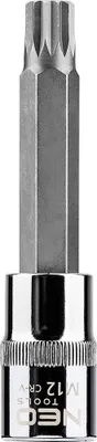 Obrázek produktu pro Drážkovací bit na 1/2 nástrčný klíč M12 x 100 mm Drážkovací koncovka CrV ocel
