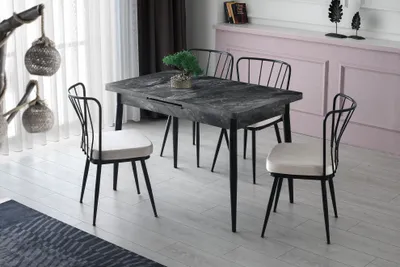 Obrázok produktu pre Skye Decor, Rozkladací jedálenský stôl (pre 6 osôb) - Aidame (Antracit)