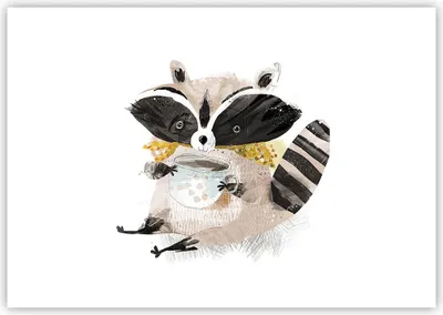 Produktbild von Poster - Poster ohne Rahmen - Waschbär Tasse Kinder - 100x70 cm - Wand Bild - Wanddeko - Wandbilder - Kunstposter - Wandposter - Bilder - Kunstdruck - Wanddekoration - Wandbild - P2XAA100x70-4716