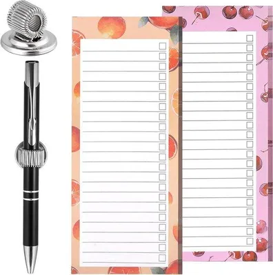 Image de Lot de 2 blocs-notes magnétiques avec porte-stylo, 50 feuilles