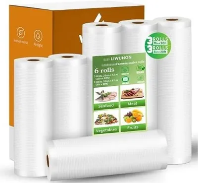 Obrázok produktu pre Vákuové vrecká na potraviny, sada 6 kusov, 8" x 20' a 11" x 20'
